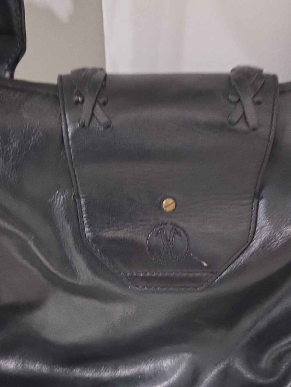 Cole Haan Village Weave Black Leather Shoulder Bag (As-Is / Wear) - Picture 4 of 16